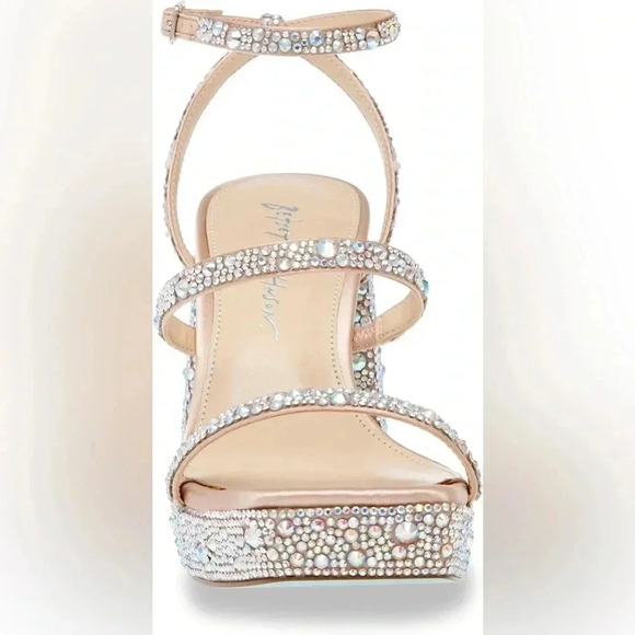 Betsey Johnson Denni Heeled Rhinestone Platform Sandals - Women’s Size 6.5 - Picture 3 of 8